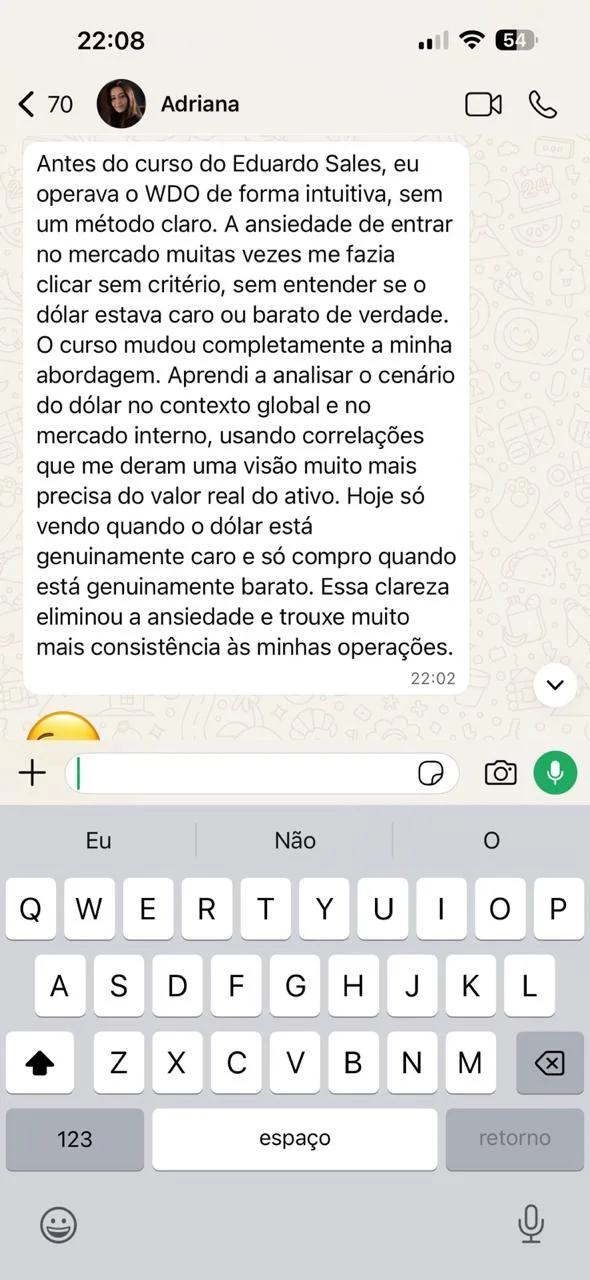 Mensagem de aluno no grupo
